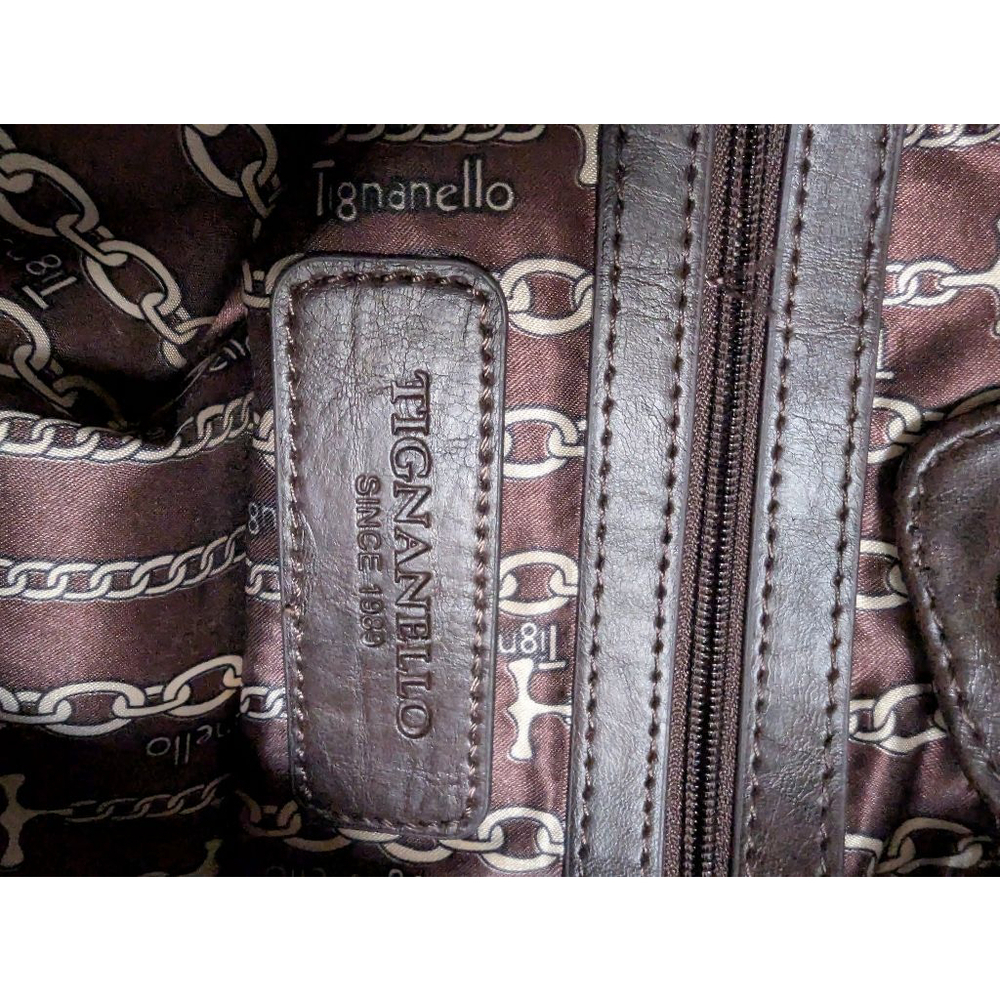 Women's Tignanello Brown Croc Embossed Satchel One Size Handbag Purse - Picture 14 of 16